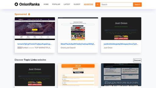 screenshot of OnionRanks - Hidden Services Discovery & Traffic Analytics - rankspeslx4jwbalykpdrn4zsdfuqq25wiioy3ibvjlbgshfph7jtqad.onion