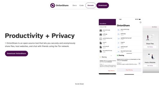 screenshot of OnionShare - lldan5gahapx5k7iafb3s4ikijc4ni7gx5iywdflkba5y2ezyg6sjgyd.onion