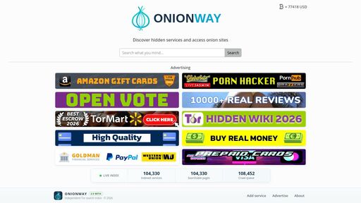 screenshot of OnionWay - Onion Search Engine - http://22222226tmrnmbwil73amzfoxa2a6t5pasy75x6n3fz3iyejn3t5zwid.onion