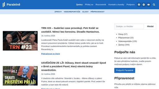 screenshot of Paralelně · Paralelní zdroj informací - http://paraleuhioypyxqnkqy575uwtqaeghbedkdgeaurp6tufsga2owapfad.onion