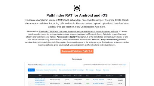 screenshot of Pathfinder - Powerful HTTP RAT FUD Backdoor Binder and web-based Application System Surveillance Monitor - http://pathfndw4o45qz6f62dyatb44ov3aivwo2ielpzzzlgwcpmvhufd7zyd.onion?ccgc=vvLS5UTiIOpM2qInntTK%2BBcYphEkf5wMA2Oi3r65cNxvWVVKVJe4sRg3El5VyPc0%2FPCtQtL%2FJh3f9Ru8z3HOs7YPrf0u%2F9kaAwq%2BJ5iUHY8%3D
