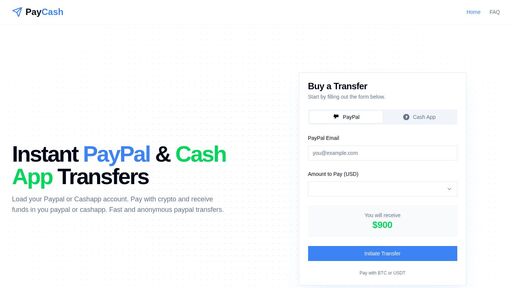 screenshot of PayCash | Instant PayPal & Cash App Transfers. Paypal CashApp - paycassj2t2i3eyvvy5nlmkwzzayipojefktxbp2kppand53q3xo6lyd.onion