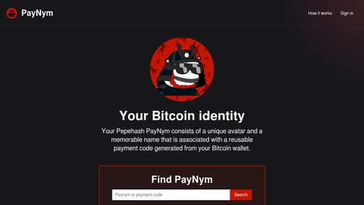 screenshot of PayNym - a public nym directory - paynym25chftmsywv4v2r67agbrr62lcxagsf4tymbzpeeucucy2ivad.onion