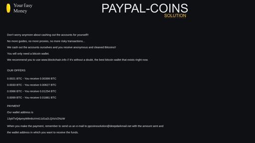 screenshot of PAYPAL-COINS - http://xbtv3w5bkpuyh7yzcdf3p4s33ew756ouutp4kvkep674uaiqolzmxmqd.onion