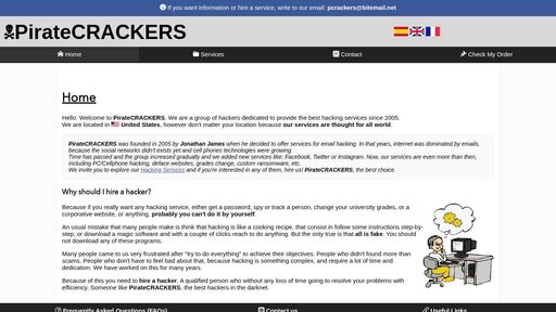 screenshot of PirateCRACKERS | Home - paiy45t3j2jd7khfd2aseksa3w2ok562ckpg2obloodzppaoym4gxaid.onion