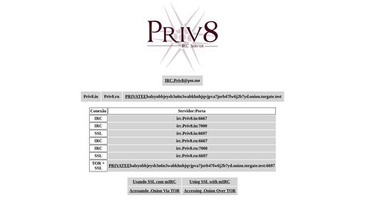 screenshot of Priv8 - Private IRC Server - http://privateelas3ri7v2vte5jmwzfkw3zhfxvbflr4ckihu2qkqs5wj3kad.onion/tor