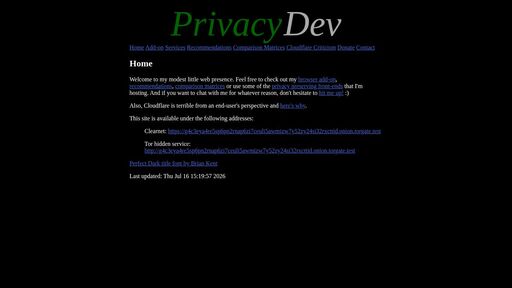 screenshot of PrivacyDev - Home - http://g4c3eya4re5sp6pn2rnap6zi7ceuli5awmizw7y52zy24si32rxcttid.onion