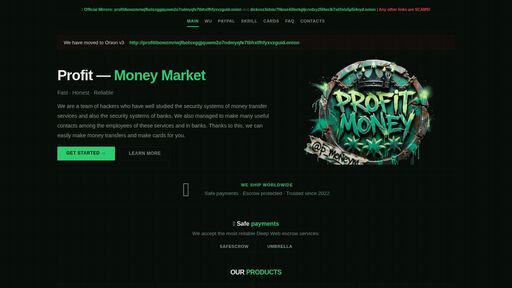 screenshot of Contacts — Profit Money Market - http://profitibowzmriwjfbolsxggjquwm2o7ndmyqfe7tbhxlfhfyxvzguid.onion/contacts.php