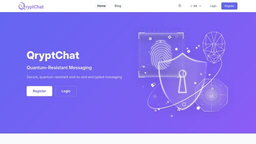 screenshot of QryptChat - Quantum-Resistant Encrypted Messaging - http://4d2phsj7brt6dtiks2rav7d6estfpy6ygcmvv7yxokeelnlyirjixiyd.onion