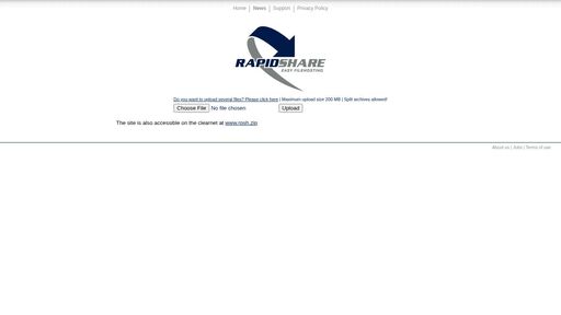 screenshot of RapidShare - Easy Filehosting - rapidsh4n6avpuondyngxxkymboadnyqfdzodvauiaqpedrockewttqd.onion