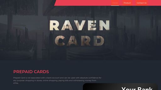 screenshot of RAVEN CARD - ravenxoqr3762a7irmrvt54khdemuzsbqjj4glajquwphz2ytzw5tcqd.onion