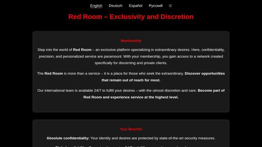 screenshot of Red Room - Privacy and Exclusivity - kw776pnjkxfmhlaabowmuckj34uytmebczhlgclsehep6m6svro5lwid.onion