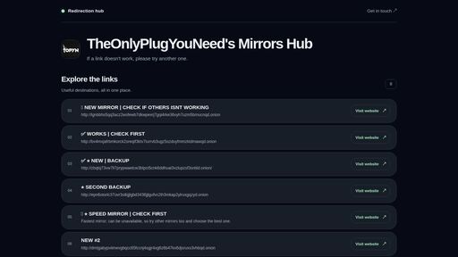 screenshot of Redirection Hub - jggyyrfgq6mtw4e2tw2kxpxfpswdlbhby2cafd6d3vf7jdodtk4oaiyd.onion