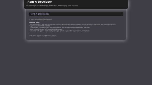 screenshot of Rent-A-Developer - hire a developer to build Web Apps, Mobile Apps, Web Scraping Tools, and more - 2ssaky4igaoimimsbaamskxgsepbngd2moiy244jcmwknjzy3yfgzbyd.onion