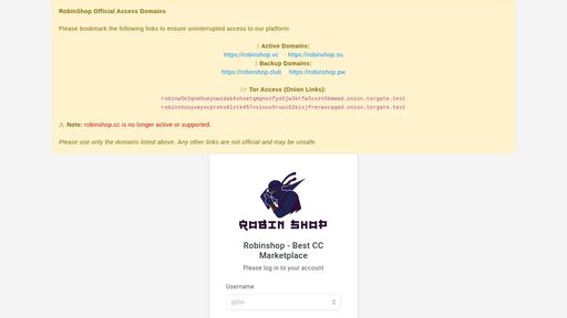 screenshot of RobinShop Login | RobinShop.vc | RobinShop.su - http://robinw5k3qne6ukyuwidak6xhxetqmqnnzfya5jw3ktfw3xszn5kmwad.onion/signup