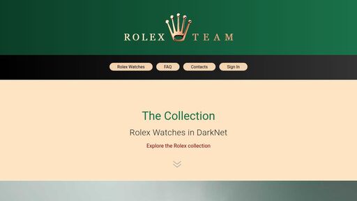 screenshot of ROLEX. Swiss Luxury Original Watches from the manufacturer - http://rolex7cn3cotceh2fclkhfnjuhrigssquezbh5y635ahdbj65ldisxyd.onion
