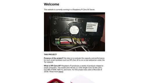 screenshot of RPi Zero Tor Hidden Service Project - ox5clssbh56a7owc7t5jemquzhd2dz5lgbx56fgr7z2xpln4wu5v4fyd.onion