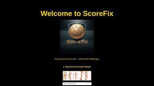 screenshot of ScoreFix - scorefixphvzmfk7omfhwgbe3hekwe2476dbuidvp22zwegmuuubnbqd.onion