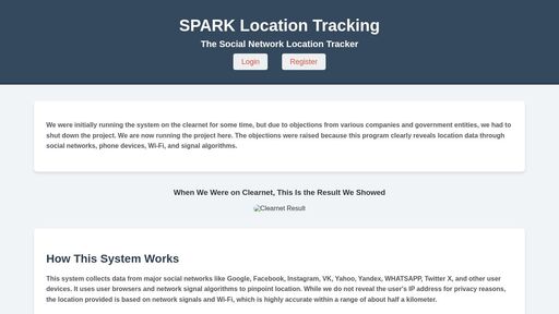 screenshot of SPARK Location Tracking - lazscnfxrmbjqleqo3hagtigcpyd3rhsfkhnp5qfaaxnnpvcw4v4urad.onion