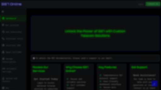 screenshot of SS7 Online - Dashboard - online7a5vd6xxbjwbxu4hm6thp2hxcegauyghswsckbk3p5h7cewryd.onion