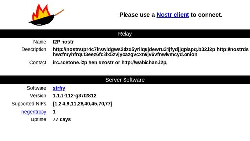 screenshot of strfry: a nostr relay - nostrdshwcfmyhfrqut3eez6fc3ix5zvjyoazgvcxn6jv6vfnwlvmcyd.onion