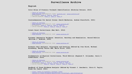 screenshot of Surveillance Archive - http://sx3kelhcum7aaemtp27n2p3x4figvaymt2vibcabjpftxupzuu5ifzyd.onion