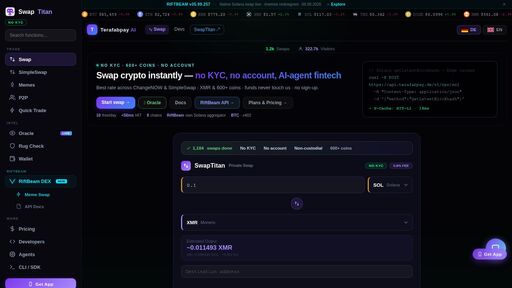 screenshot of Non-Custodial Solana Wallet — In-Browser, No Download | SwapTitan - http://co476vm6yazusfjfeds7blfgpb5tyjj5e3nrx644emhzroi5gpjugvqd.onion/wallet