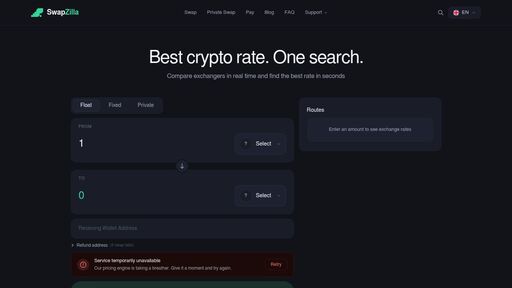 screenshot of SwapZilla — Best Crypto Exchange Rates - 6vhcr3rsjrlyu4fpgsumc7jalp7db5q6oygb5555gstijuhtpyau6oid.onion