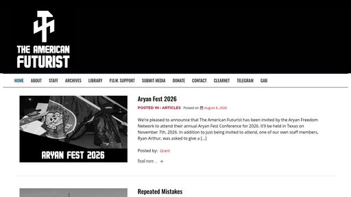 screenshot of The American Futurist - uox6lf6wbnfdakslq5wmy3hxmr456qdghqxf7r5y677y2ii2r3qdpqyd.onion