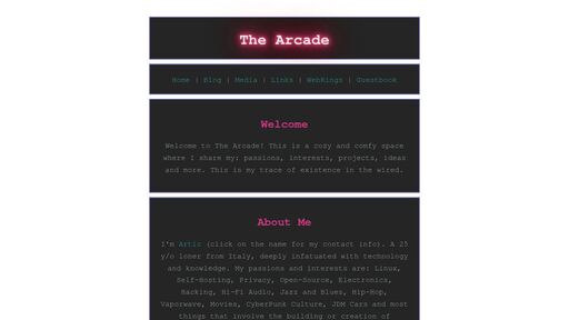 screenshot of The Arcade - artic725lafwfqnygqxraupupg7dtbf4own767duq2bxj3t7dszvzmid.onion