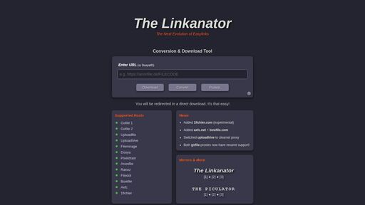 screenshot of The Linkanator - ezlink5rq47md2363vzryns47htjuh62ugdmxbqgmvtw7m37hzencnid.onion