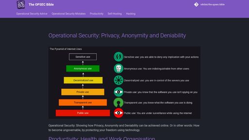screenshot of The OPSEC Bible - nihilizrjfmeizvqitqcif5psbzaogz76nsi4ifuir655su7hgs5mmqd.onion
