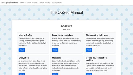 screenshot of The OpSec Manual - http://jqibjqqagao3peozxfs53tr6aecoyvctumfsc2xqniu4xgcrksal2iqd.onion/basics.html