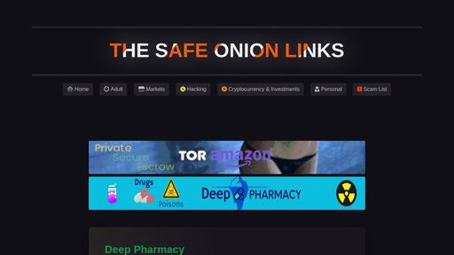 screenshot of The Safe Onion Links - safegcf5ljdillxonkikzqdke3zt2lztujram3ganjonx7ahwv377tad.onion