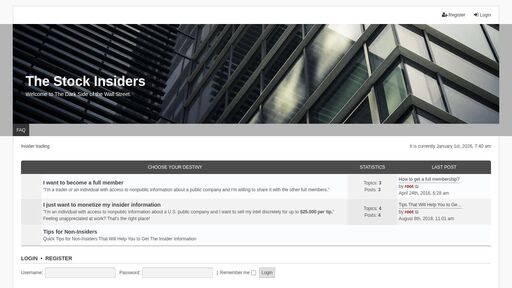 screenshot of The Stock Insiders - Choose your destiny - http://thestockhb2gtyeaqdgea5dislpmdtpd7kpa4jijf7hl6vx4k6vft3ad.onion/viewforum.php?f=18