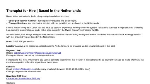 screenshot of Therapist for Hire - http://kd5walffkgbggsmiebpsqk63q6jkoqgoug6adi6wq23clggpdiadrnqd.onion