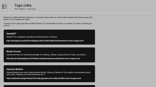 screenshot of TopLinks - http://toplinksuorn5qvpfx2cbvvrpw3vkuexronati6pxixqlfxro5frfeid.onion