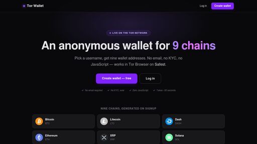 screenshot of Tor Wallet — Anonymous Crypto Wallet on the Tor Network - http://42msflclapn56wl3juairq3ayjecvg4scdsinhgn4awnhp72xtnv5did.onion/login