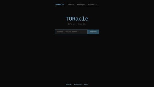 screenshot of TORacle — .onion search engine - toraclexbx3ue32up7wnwkkiqrn3mndh2wvljjej5trspwxv24zzxyid.onion