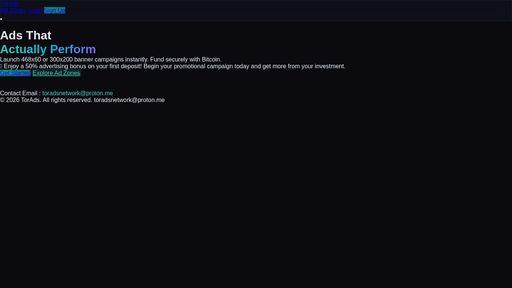 screenshot of TorAds - Premium Advertising Network for Advertisers & Publishers - tophmozbscefcu56a4ydhxhzsomz3poecgh42goddisr2ipoj2wrzpad.onion