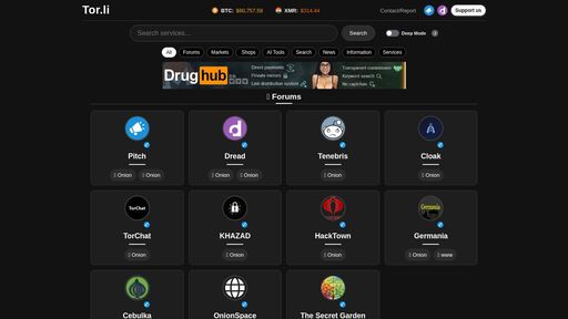 screenshot of Tor.li - Best DarkWeb Links - http://torliysnrwwxsdn452jys2ujn75zmrd75j53zlssnfnifr5ny4rupkid.onion/contact?category=searchs