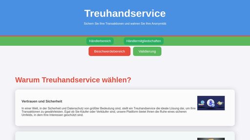 screenshot of Treuhandservice - Anonymität und Sicherheit - gdaekez737jzmgxgjv3ls2g23as3xco6rboqsnstj2clguek44ntnzad.onion