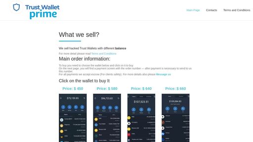 screenshot of Trust Wallet Prime - s4nv5v4bdpa5grjtk2eogkx64yhubkxlnup5hiwho3up4uav2hwnibad.onion