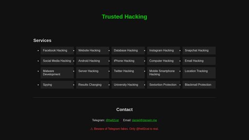 screenshot of Trusted Hacking - Professional Hacker Services - 7oxbr65p5xhbqcs62dthki7md7f2lt7e2ivj7s7dudzqhrbcw4bvjeid.onion