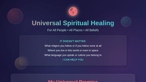 screenshot of Universal Spiritual Healing - For All People, All Places - enrowfmye76dzxeywqtp244sogflofdxbw6kxefy547b3xih6iclkeqd.onion
