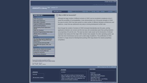 screenshot of UNIX :.. ASAGATU Library ..: - x5r6knj7ayujcqh5xaqt7fjegykffzslgtstitn46kezylbpqqkoedyd.onion