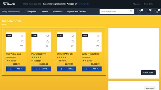 screenshot of Vanguard Financial Market – Bitcoin transfer, wallets for sale, buy bitcoin, bitcoin transfer, wallet, money, wire transfer, bank, stolen, hack, paypal money transfer, Western Union transfer, monero transfer, cloned card, card, visa card, mastercard, dol - vanguantoa3y3ksi64f2zpwqxnmpqhsw6yzz3xf2hhrk2fnzuj3t2iid.onion