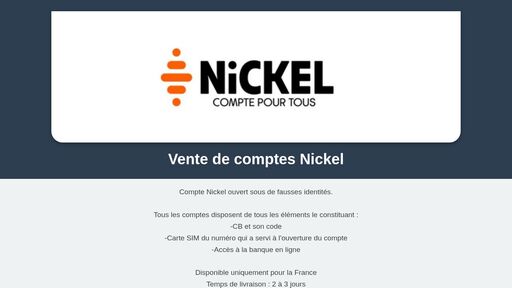 screenshot of Vente de compte nickel - p6vw7aqm4ru7an3seuttzvrgcat2gn46i6jdzntp2gu2dlxs2yspfkyd.onion