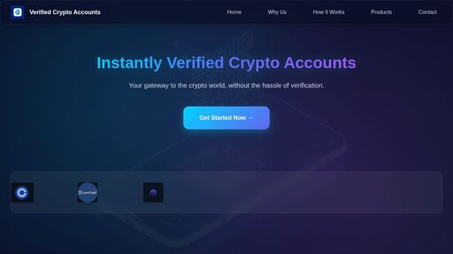 screenshot of Verified Crypto Accounts - Instantly Verified Crypto Exchange Accounts - http://wcdrobvmhugbklua25oyg676md37b7vwrg35rbboabnurieiom3ywoad.onion