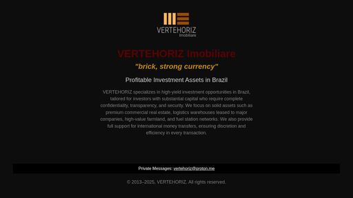 screenshot of VERTEHORIZ Profitable Investment Assets in Brazil - http://chz6i3b222xdq7zjatqdwl2jfsdlwal65y42vyadsvhtugxnyd34s6id.onion/lang/en/index-en.html